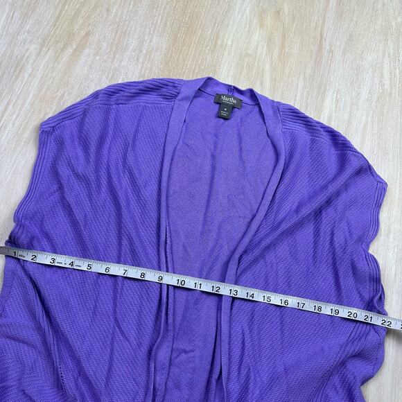 Martha Stewart Purple Mix Stitch Open Front Long Cardigan Sweater Size Medium - Picture 9 of 12
